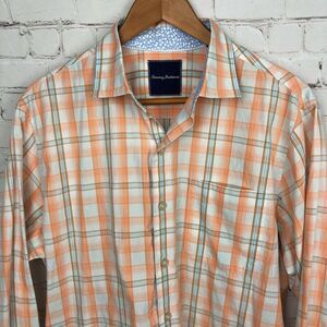 Tommy Bahama Light Orange Plaid Button Up Men's Sz Medium